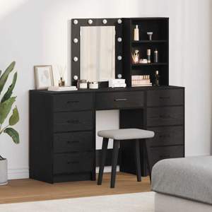 Toaletka 3 szt. Czarny 40 x 41 x 135 cm Drewno inżynieryjne