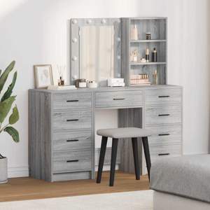 Toaletka 3 szt. Szary 40 x 41 x 135 cm Drewno inżynieryjne