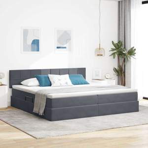 Łóżko z miejscem do przechowywania Ciemnoszary 200 x 200 cm