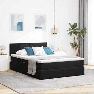 Łóżko z funkcją przechowywania LED z materacem Czarny