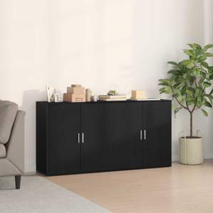 Bufet 2 szt. Czarny Dąb 79 x 38 x 80 cm Drewno inżynieryjne