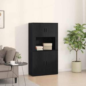 Highboard Czarny Dąb 80 x 33 x 150 cm Drewno inżynieryjne