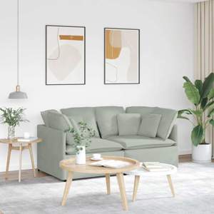 Sofa modułowa z poduszkami aksamitna jasnoszara