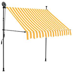 Ręcznie zwijana markiza z LED, 150 cm, biało-pomarańczowa