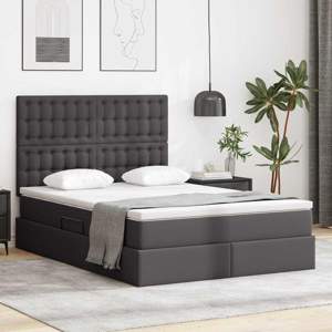Łóżko z miejscem na przechowywanie i LED Szary 140 x 200 cm