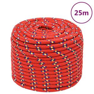 Linka żeglarska, czerwona, 14 mm, 25 m, polipropylen