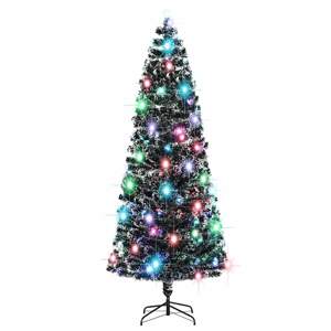 Sztuczna choinka z LED i stojakiem 240 cm, włókno optyczne