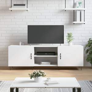 Szafka pod TV, biała, 150x30x50 cm, materiał drewnopochodny