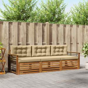 Zestaw sof na zewnątrz 3 szt. Naturalny i Beżowy