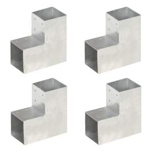 Łączniki w kształcie L, 4 szt., galwanizowany metal, 101x101 mm