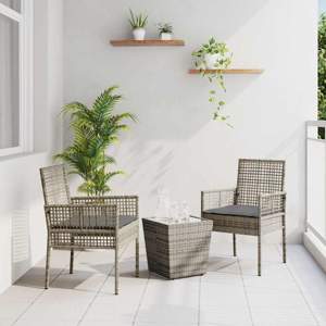 Zestaw Bistro Ogrodowego 3 szt. Szary polirattan