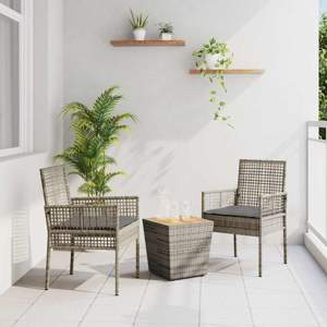 Zestaw Bistro Ogrodowego 3 szt. Szary polirattan