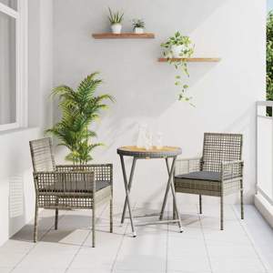 Zestaw Bistro Ogrodowego 3 szt. Szary polirattan