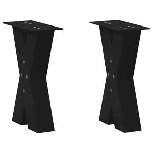 Nogi do stolika kawowego w kształcie litery X 2 szt. Czarne 28x(42-43) cm Stal