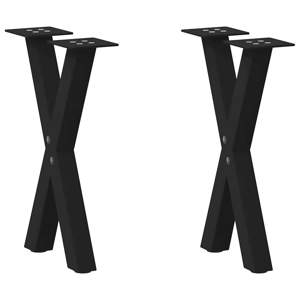 Nogi do stolika kawowego w kształcie litery X 2 szt. Czarne 38x(42-43) cm Stal