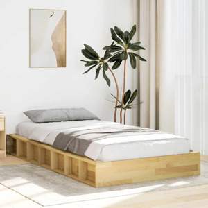Rama łóżka bez materaca 90x200 cm lite drewno dąb
