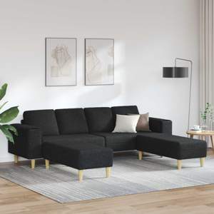 Sofa do salonu 3 szt. Czarny Poliester
