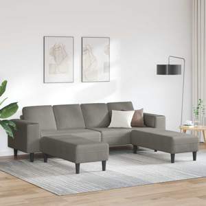 Sofa Jasnoszary 250 x 188 x 76 cm Tkanina sztruksowa