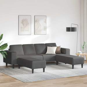 Sofa Ciemnoszary 250 x 188 x 76 cm Tkanina sztruksowa