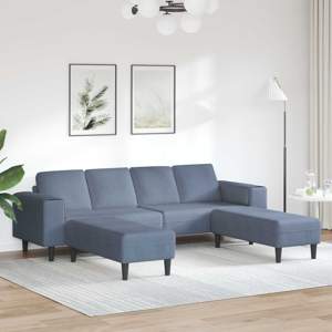 Sofa Niebieski 250 x 188 x 76 cm Tkanina sztruksowa