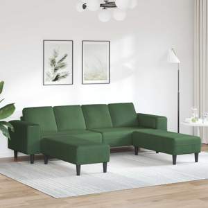 Sofa Ciemna zieleń 250 x 188 x 76 cm Tkanina sztruksowa