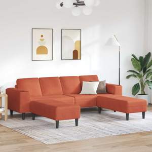Sofa Czerwono-pomarańczowy 250 x 188 x 76 cm Tkanina sztruksowa