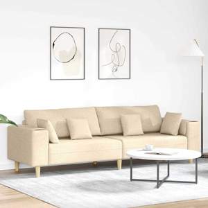 Sofa Kremowy 250 x 77 x 76 cm tkanina
