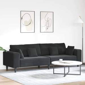 Sofa Czarny 250 x 77 x 76 cm Aksamit