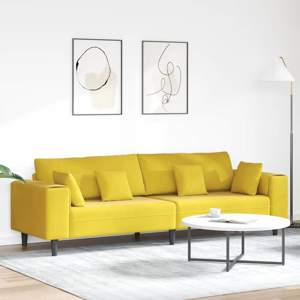 Sofa Żółty 250 x 77 x 76 cm Aksamit