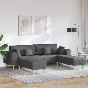 Sofa 3 szt. Ciemnoszary tkanina