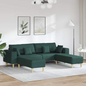 Sofa 3 szt. Ciemna zieleń tkanina