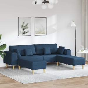 Sofa 3 szt. Niebieski tkanina