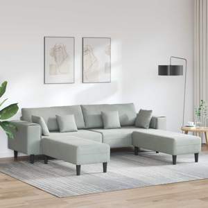Sofa 3 szt. Jasnoszary Aksamit