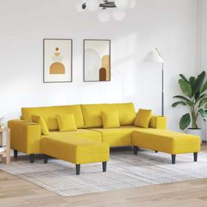 Sofa 3 szt. Żółty Aksamit