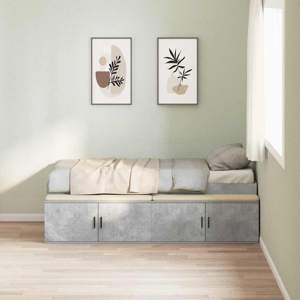Ramka łóżka Betonowy szary 100 x 200 cm Drewno inżynieryjne