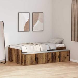 Ramka łóżka Stare drewno 90 x 200 cm Drewno inżynieryjne