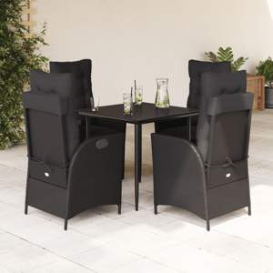 5-cz. zestaw mebli ogrodowych z poduszkami, czarny, polirattan