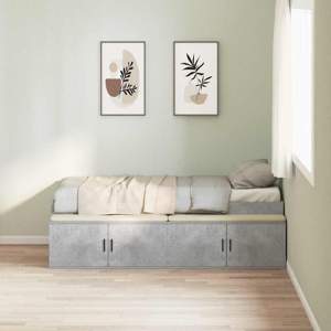 Ramka łóżka Betonowy szary 70 x 190 cm Drewno inżynieryjne