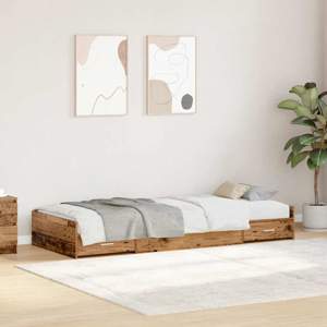 Ramka łóżka Stare drewno 90 x 200 cm Drewno inżynieryjne