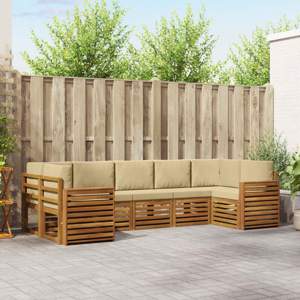 Zestaw sof na zewnątrz 7 szt. Naturalny i Beżowy