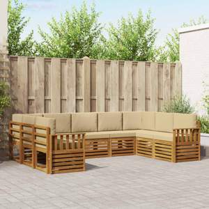 Zestaw sof na zewnątrz 9 szt. Naturalny i Beżowy