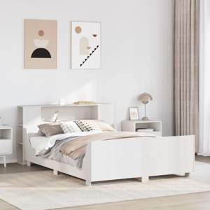 Rama łóżka bez materaca, biała, 150x200 cm, lite drewno sosnowe