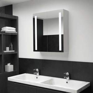 Szafka łazienkowa z lustrem i LED, 60 x 14 x 62 cm
