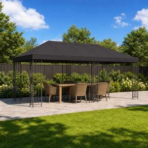 Altana ogrodowa 6 x 3 m antracytowy Poliester i Stal 190 gsm