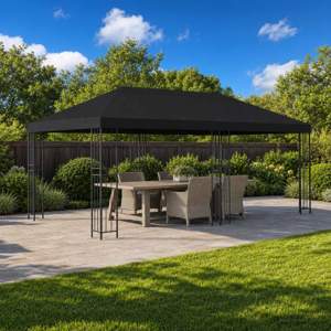 Altana ogrodowa 6 x 3 m Czarny Poliester i Stal 190 gsm
