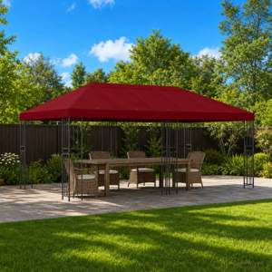 Altana ogrodowa 6 x 3 m bordowy Poliester i Stal 190 gsm