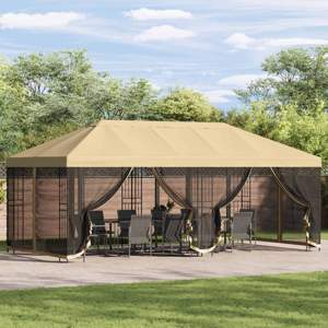 Altana z bokami 6 x 3 m kremowy Poliester i Stal 190 gsm