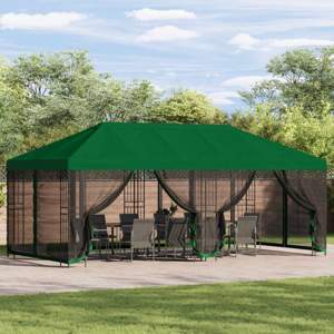 Altana z bokami 6 x 3 m zielony Poliester i Stal 190 gsm