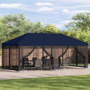 Altana z bokami 6 x 3 m niebieski Poliester i Stal 190 gsm