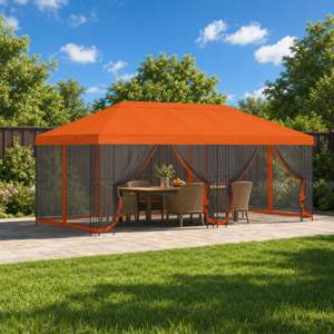 Altana z bokami 6 x 3 m pomarańczowy Poliester i Stal 190 gsm